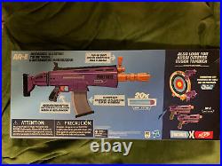 2 NERF FORTNITE AR-E Gun with 20x Elite Darts -Motorized Blaster Purple