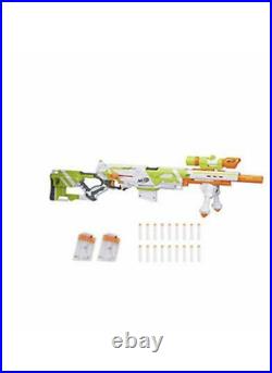 Longstrike Nerf Modulus Toy Blaster with Scope, Barrel Extension, Bipod, Clip x2