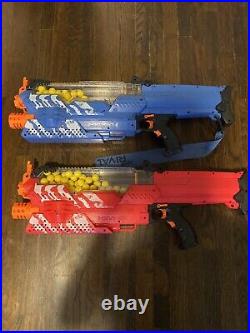 Lot Of 2 Nerf Rival Nemesis MXVII-10K Blue AND Red Motorized Blaster Gun 2016
