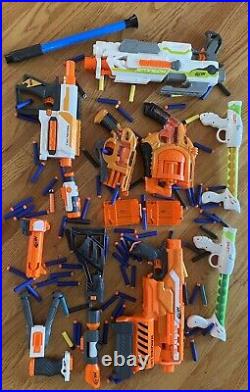 NERF Blaster LOT, 8 Blasters, 100+ Darts, Many Attachments