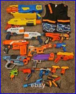 Nerf Gun Lot With Vest And Accessories All In Good Working Condition