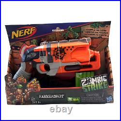 Nerf Zombie Strike Hammershot Blaster, Pull-Back Hammer, 5 Dart Toy Bundle