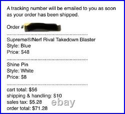 Supreme Nerf Rival Takedown Blaster Blue Gun Box Logo New in Box & Authentic