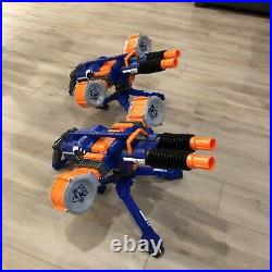 Two Nerf N-Strike Elite Rhino-Fire Blue Dart Blaster Four 25-Round Drums WORKING