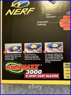 Vintage Hasbro/Larami 1999 Nerf SuperMaxx 3000 (Blue) 8-shot dart blaster - NEW