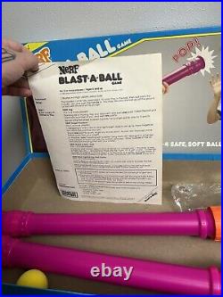 Vtg Nerf Blast A Ball Blaster Shooter Box 4 Balls Two Launchers Parker Brothers